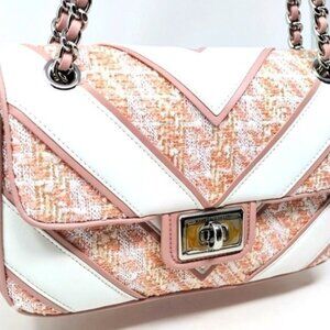 Karl Lagerfeld Paris Agyness Chevron Tweed Shoulder Crossbody
